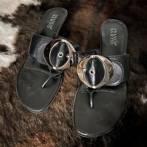 Franc Sarto black open toed heels
